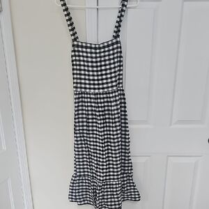 LOFT Black and White Checkered Midi Dress, Size 14 NWT